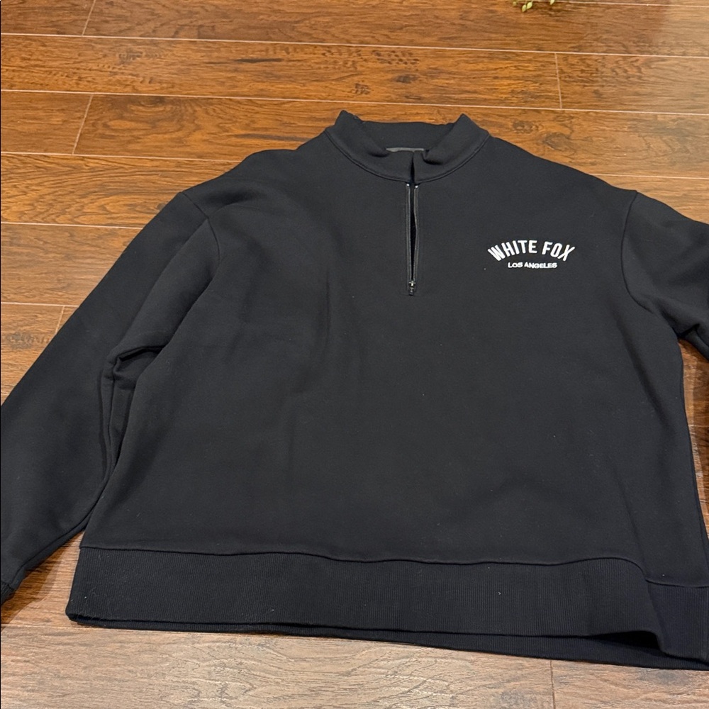 Black Zip-Up White Fox Sweater